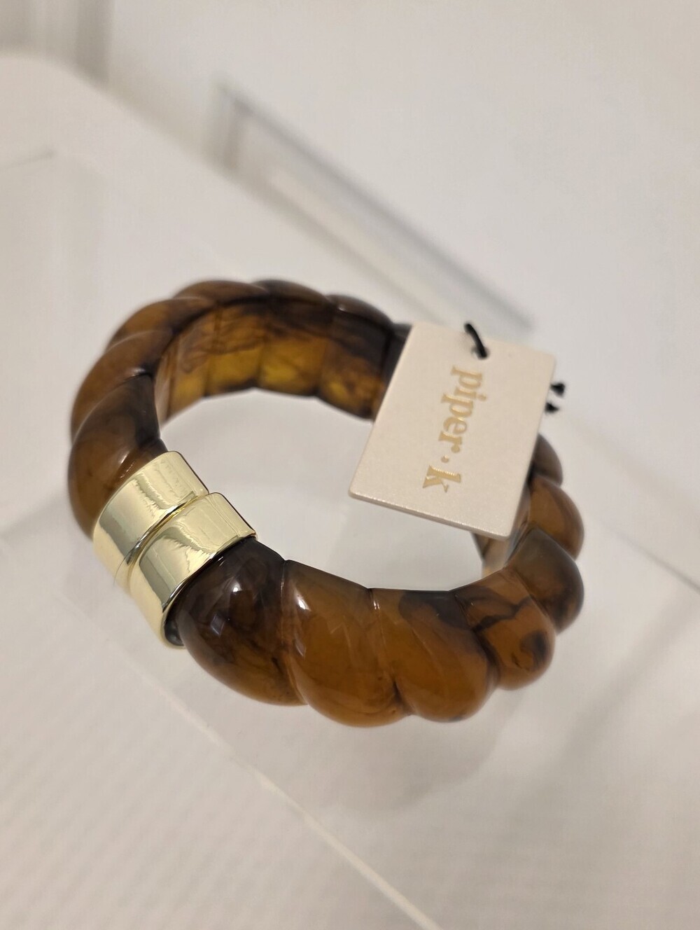 Piper K Tortiose Shell Chunky Bangle Bracelet, Stylish Unique